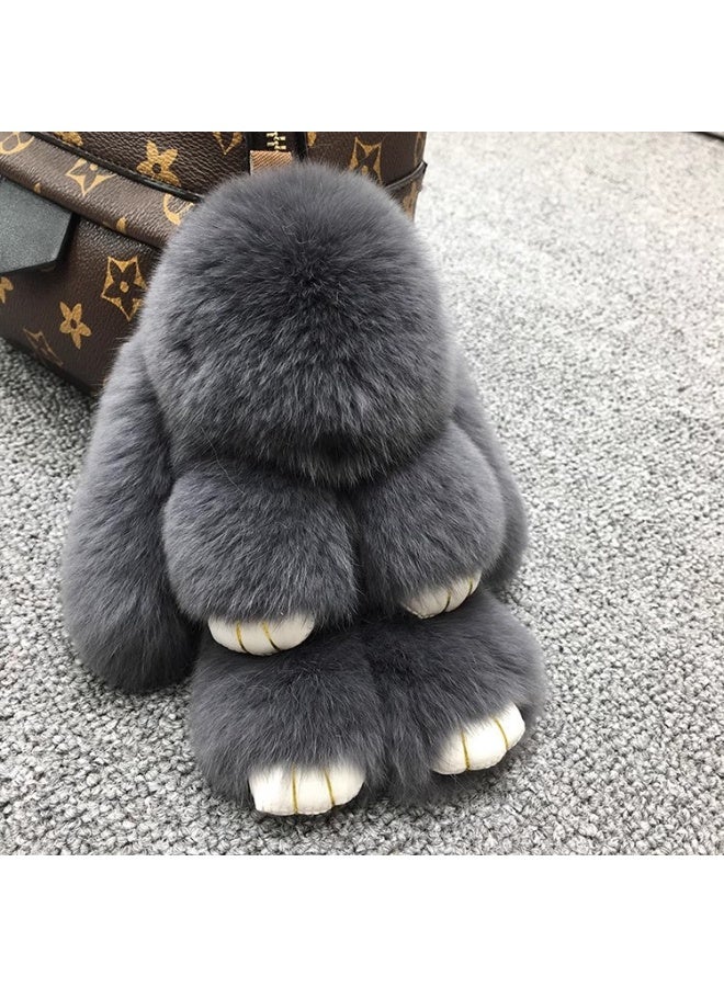 Real Rex Rabbit Fur Plush Bunny Car Keychain Pendant